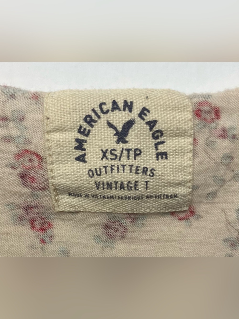 AE American Eagle Crop Top XS Cream Floral Sweet Freedom Relax Fit Beach Summer - Picture 4 of 6